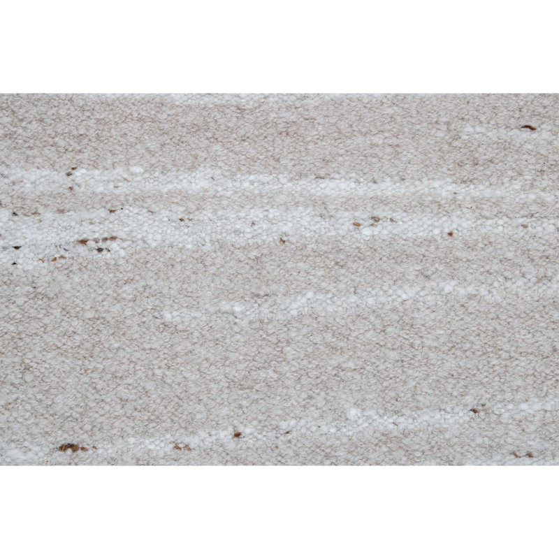 Wool Area Rug in White/Brown, Rectangle 9' x 12'