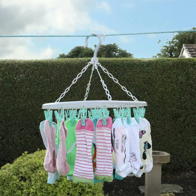 MantraRaj Oval Sock Dryer with 20 Pcs Clothes Pegs Plastic Hangers for Washing Line with Clips