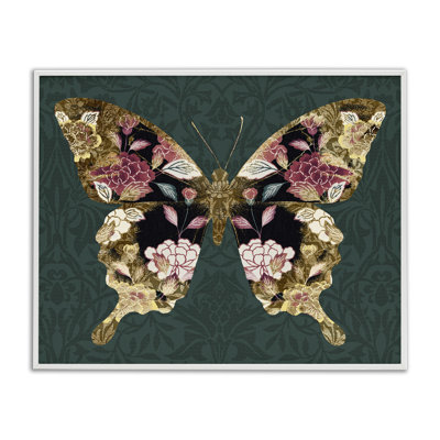 «Traditional Florals Butterfly», art de la giclée encadrée par Victoria Barnes