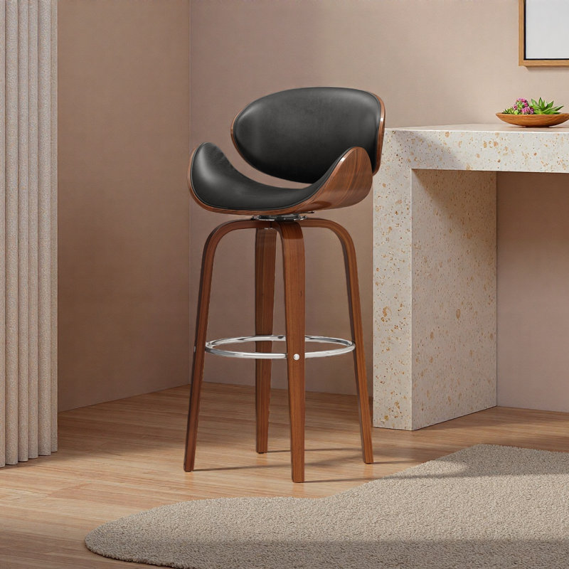 Tabouret de bar pivotant Mid-Century, Noir