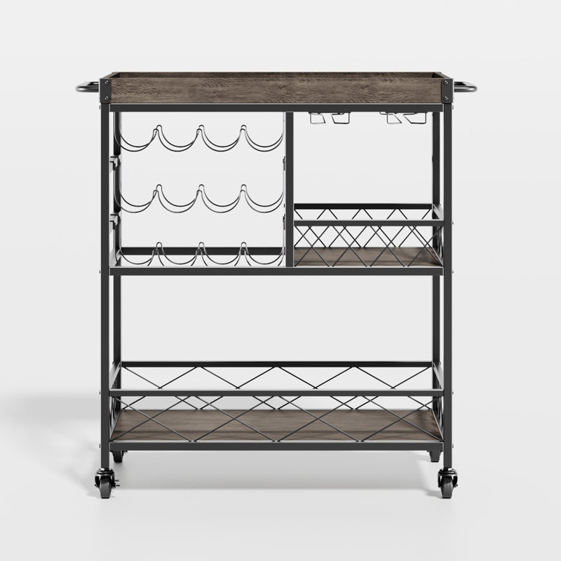 Chariot-bar Modern Home avec porte-verres et roues - Chariot de service mobile pour la cuisine, la salle à manger ou le salon
