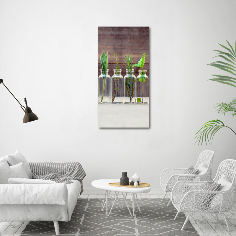 Herbs In Jars - Wrapped Canvas Print