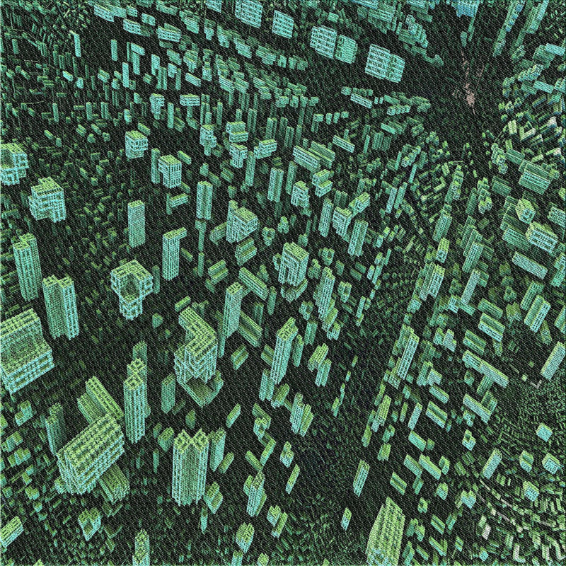 Tapis vert/noir aqua, Carré 3 pi