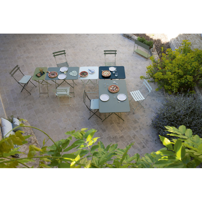 Metal Folding Outdoor Dining Table With Umbrella Hole , in. W in. D, Rosemary, 29" H x 46" L x 30.5" W