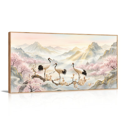 Crane Blossom Canvas Wall Art Set Of 1