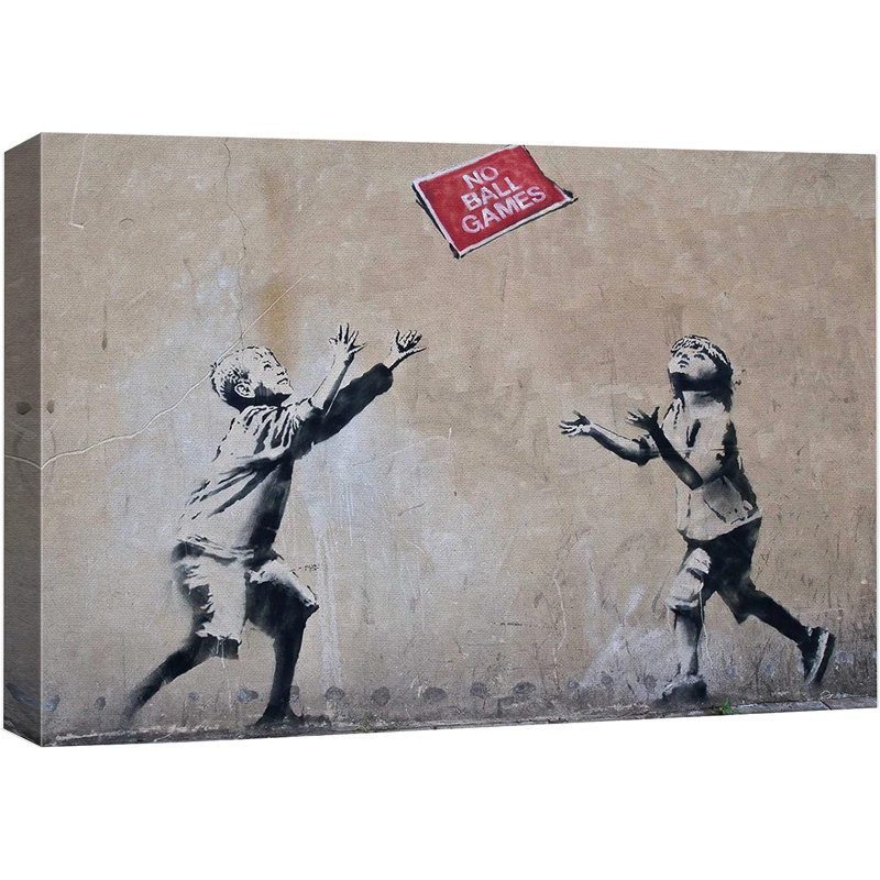 Banksy no ball jeux sur toile, H 32 po x l 48 po x P 1,5 po, Toile tendue