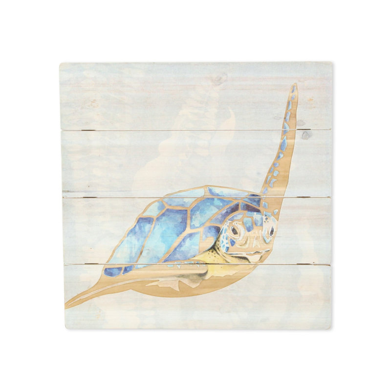Tortue de mer, art mural en bois sans cadre