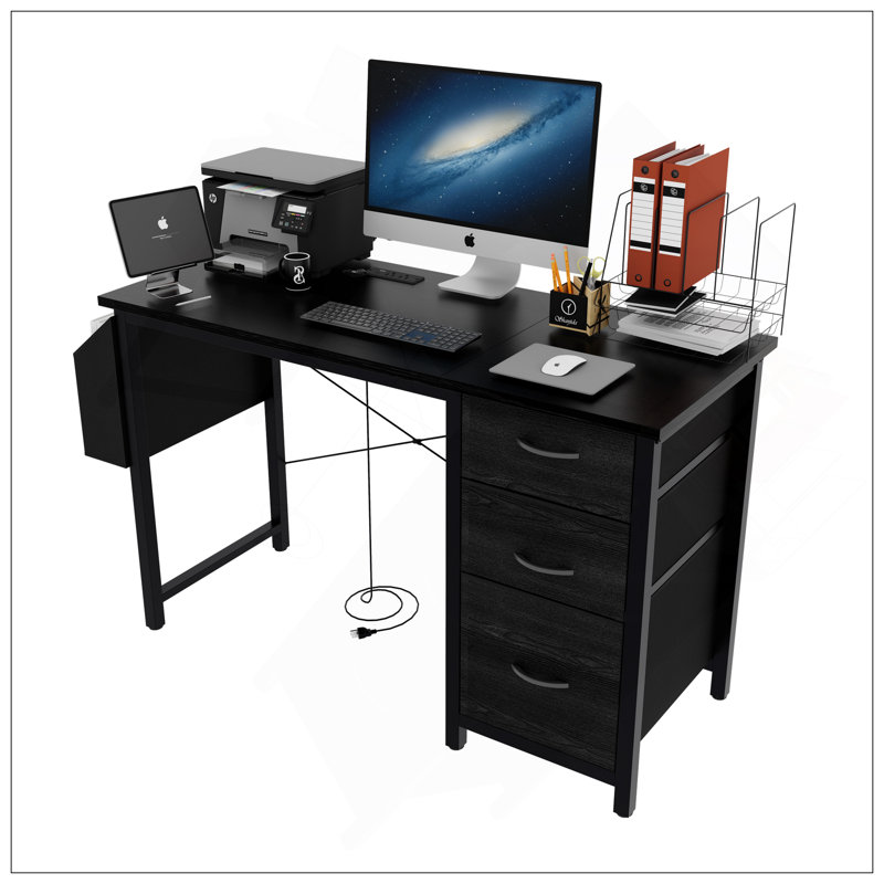 Versatile Office Desk With Multiple Functions And Stable Construction, Black