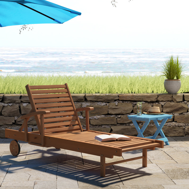 Alyisa Outdoor Eucalyptus Wood Chaise Lounge