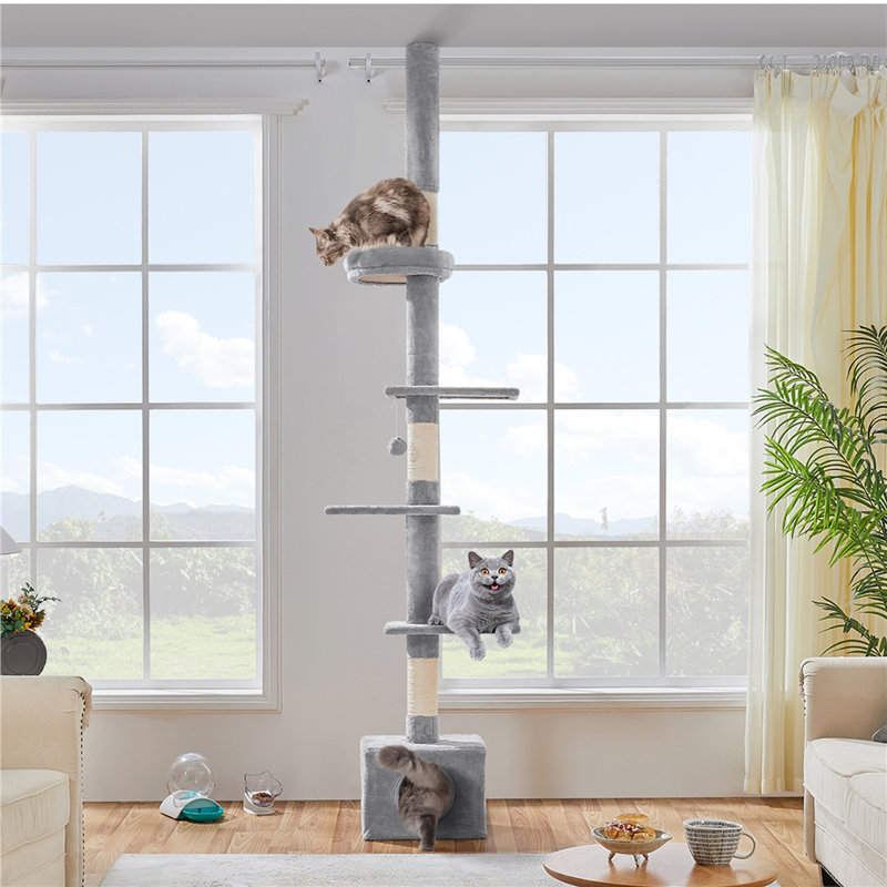 7.4-8.7FT Floor-to-Ceiling Cat Tree, Light Gray