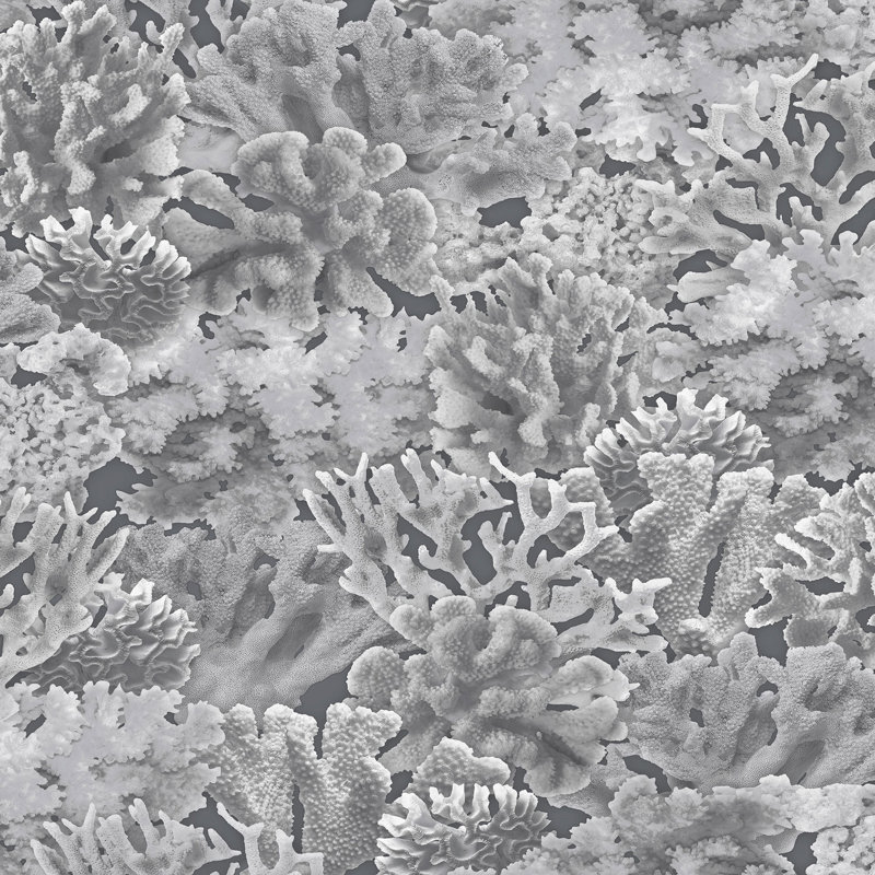 Ocean Coral Wallpaper, Grey