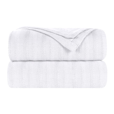 Superior Clara 100% Cotton Jacquard Textured Striped Blanket