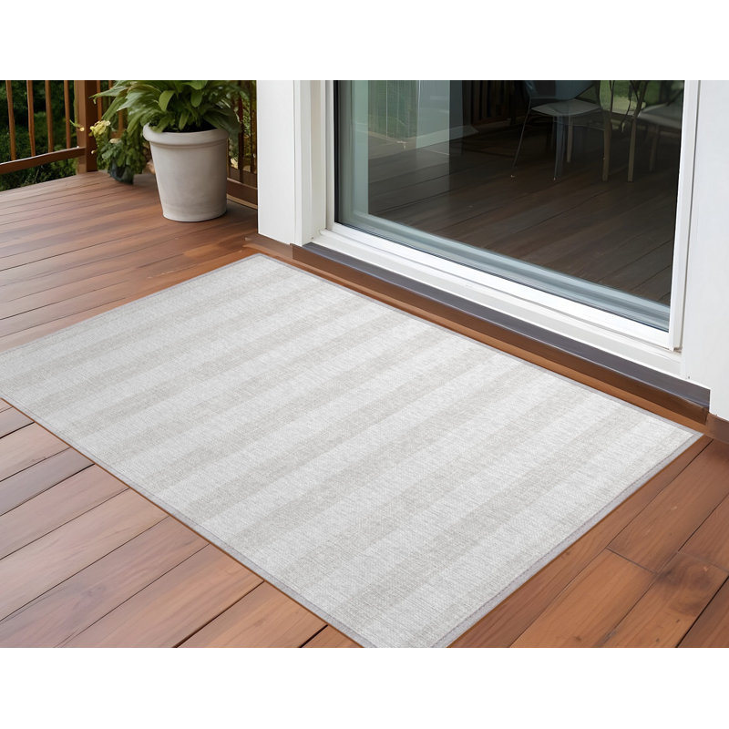 Tapis intérieur lavable rayé ivoire 2 pi x 3 pi