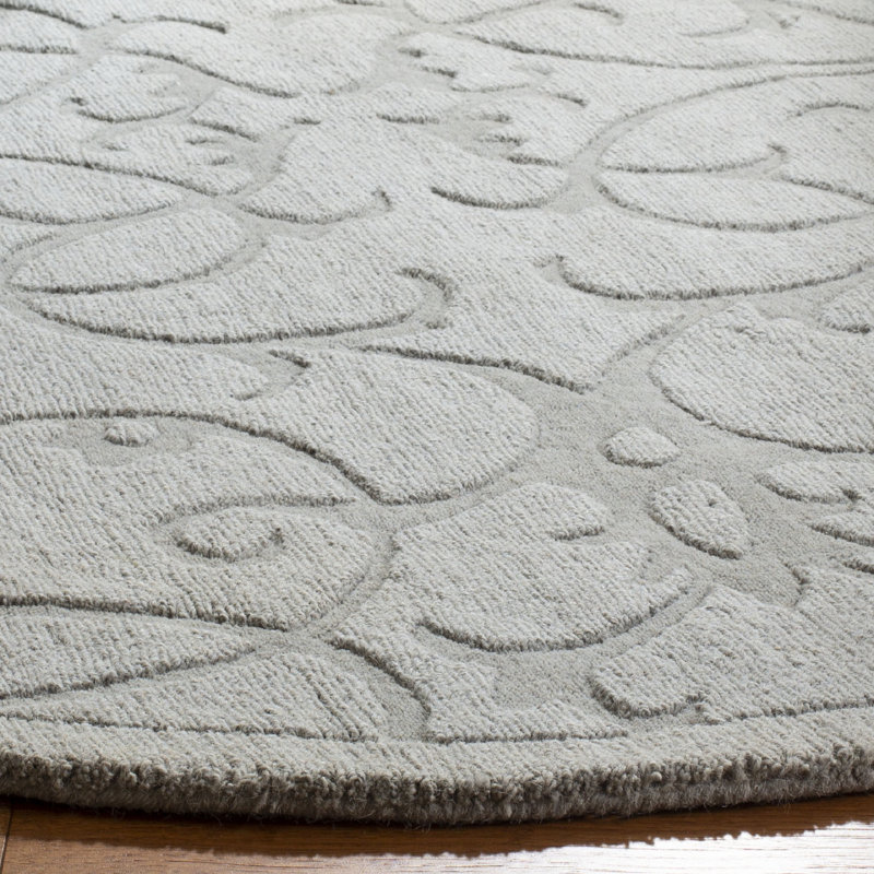 Soukup Hand Loomed Wool Floral Rug, Round 5'