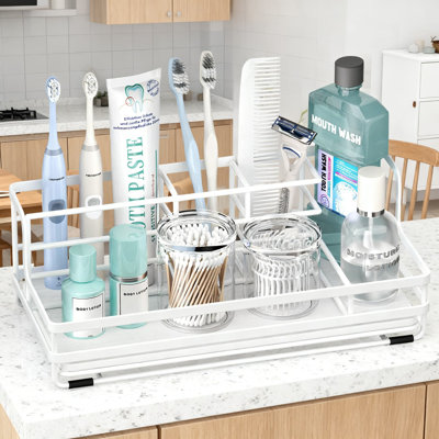 Automatic Drying Toothbrush Holder With Diatomite Mat, 5-Compartment Stainless Steel Bathroom Counter Organizer For Electric Toothbrushes And Essentials