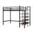 Metal Loft Bed In Twin Size, Featuring An Upper Mesh Storage Shelf-596561243