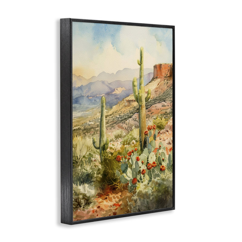 Cactus debout debout, estampe numérique par LSR Design Studio, H 30 po x l 20 po, Giclée encadrée noir minuit