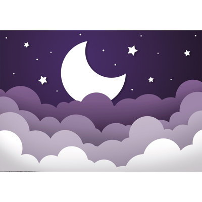 Papier peint pour enfants, lune abstraite mauve