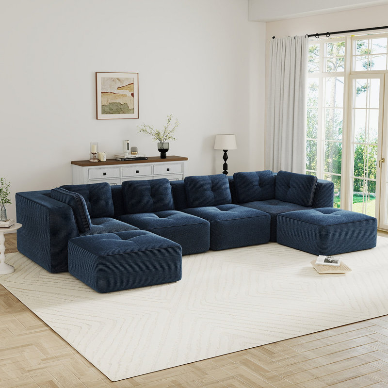 Canapé modulaire Modern, H 27,1 po x l 151,9 po x P 40,9 po, Bleu