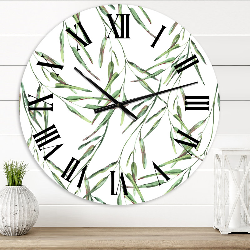 Feuilles vertes tropicales en été II - horloge murale tropicale, Moyen