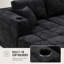 Canapé modulaire en forme de U en chenille noir à 6 places avec double porte-gobelet et poches de rangement latérales et dossier haut à compression sans os