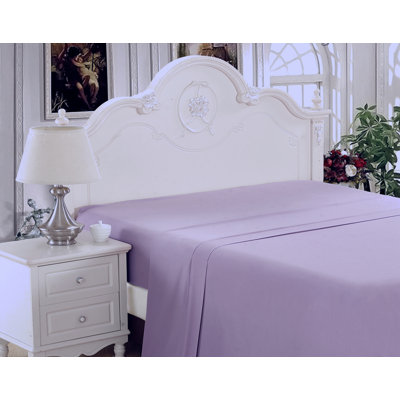 Marina Decoration Home Bedding Bedroom essentials Bedsheet Ultra Soft Silky Deep Pocket Solid Cooling All Season Elastic Rayon from Bamboo Flat Sheet, Purple Color Double/Full Size