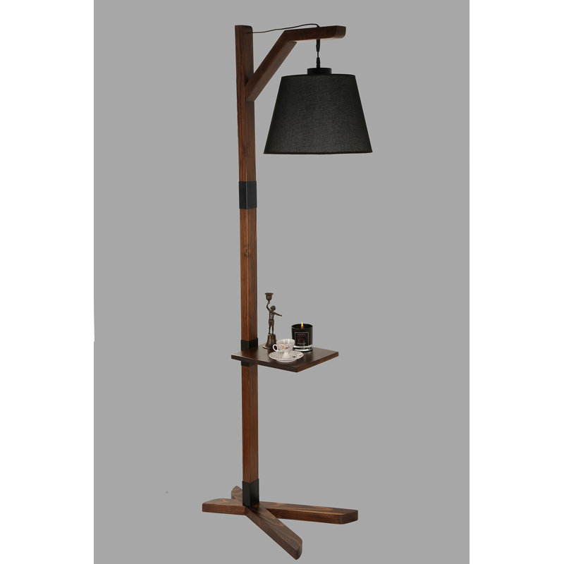 Burney 185cm Tray Table Floor Lamp, Dark Brown