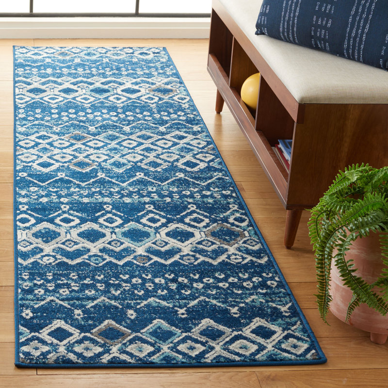 Aird Performance Southwestern Rug, Runner 2'3" x 6', Navy