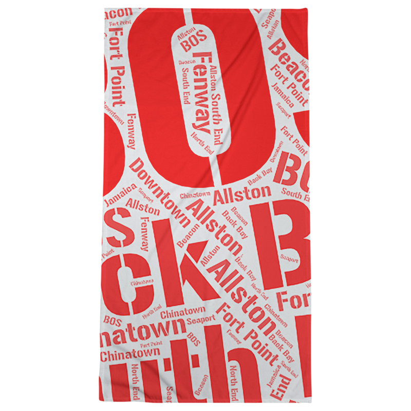 Bath Towel, Red, Microfiber, Boston