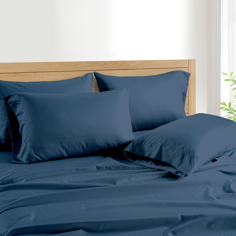 Kathy Ireland 1000 Thread Count Standard Cotton Rich 6-Piece Sheet Set, Queen Sheet Set, Marine Deep
