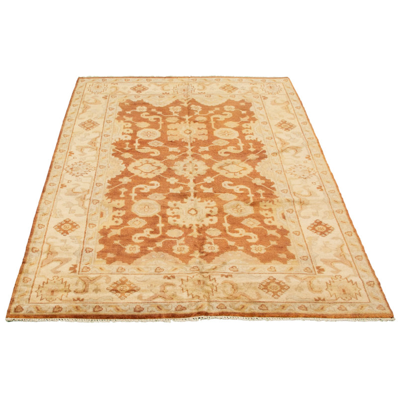 Tapis brun/beige en laine noué à la main Gowen