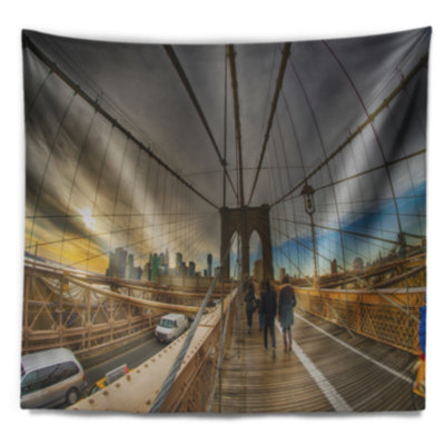 Paysage se promenant sur le pont de Brooklyn