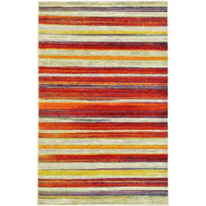 Latitude Run® Verda Striped Yellow/Red Rug & Reviews | Wayfair
