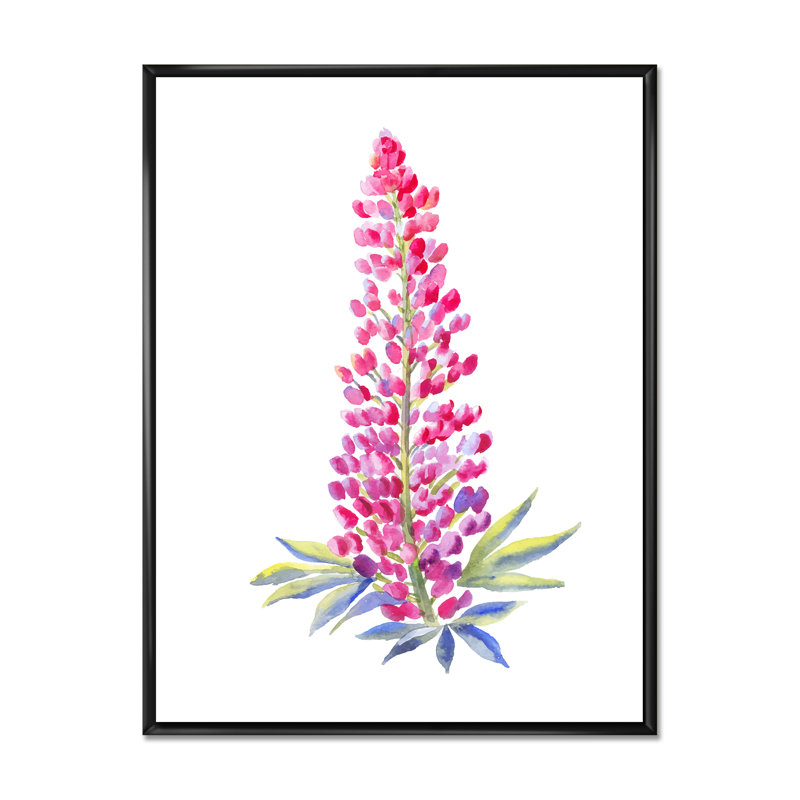 Cône de lupin rouge en fleurs - On, H 32 po x l 16 po x P 1 po, Cadre flottant noir