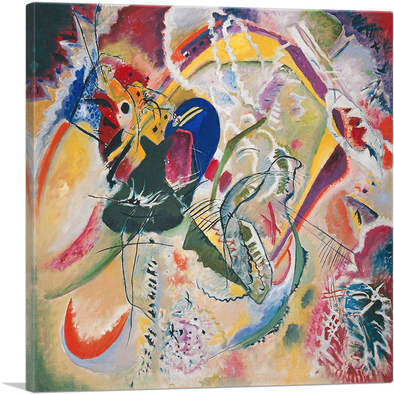 Reproduction sur toile tendue, "improvisation 35 1914" par Wassily Kandinsky, H 36 po x l 36 po x 1,5 po