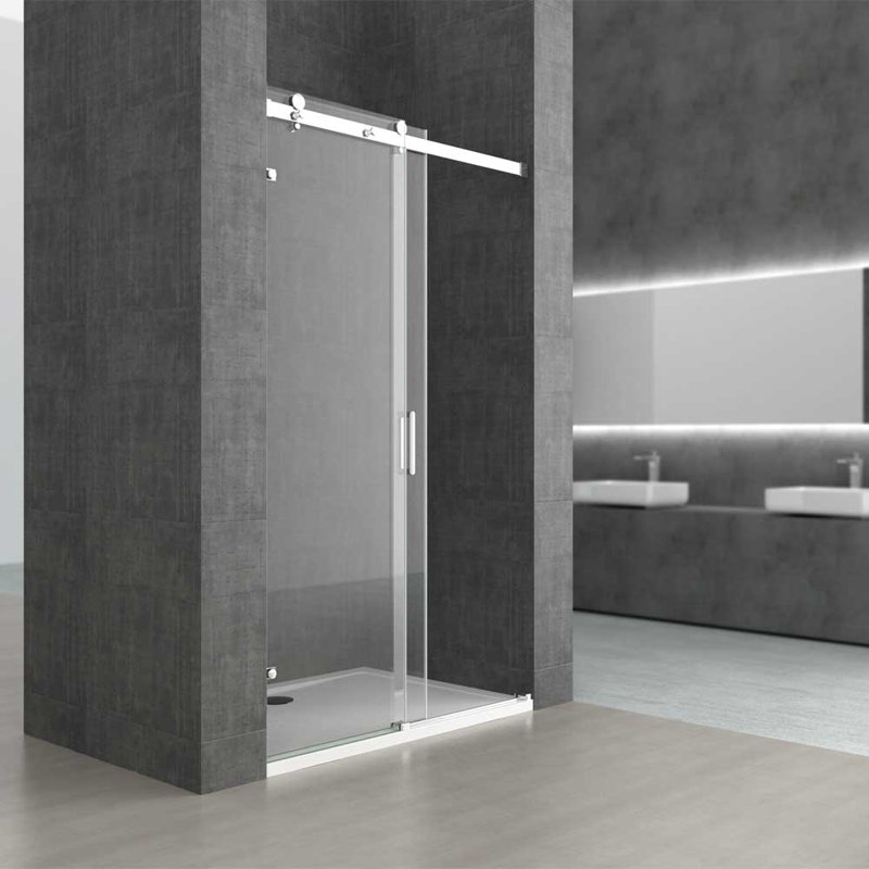  Frameless 1050 Shower Door Sliding Shower Enclosure 8mm Transparent Safety Glass Side Aluminium Bracket Mount, 140 Cm