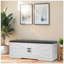 Banc de rangement à 2 niveaux avec siège rembourré, portes de grange et tablettes réglables pour le vestibule et la chambre à coucher