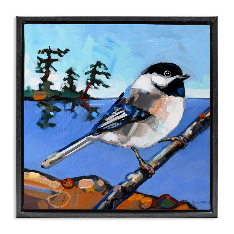  "Swallow Bird" perché sur toile flottante par Adam Swanson, Noir, noir, noir, noir, H 18 po x l 18 po