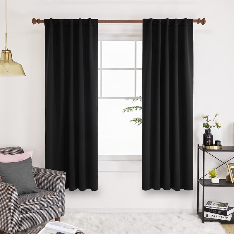 Rideau en polyester, Noir, L 42 po x L 72 po