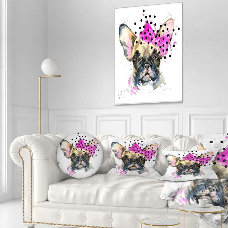 Coussin décoratif à la mode Bouledogue français à imprimé animal