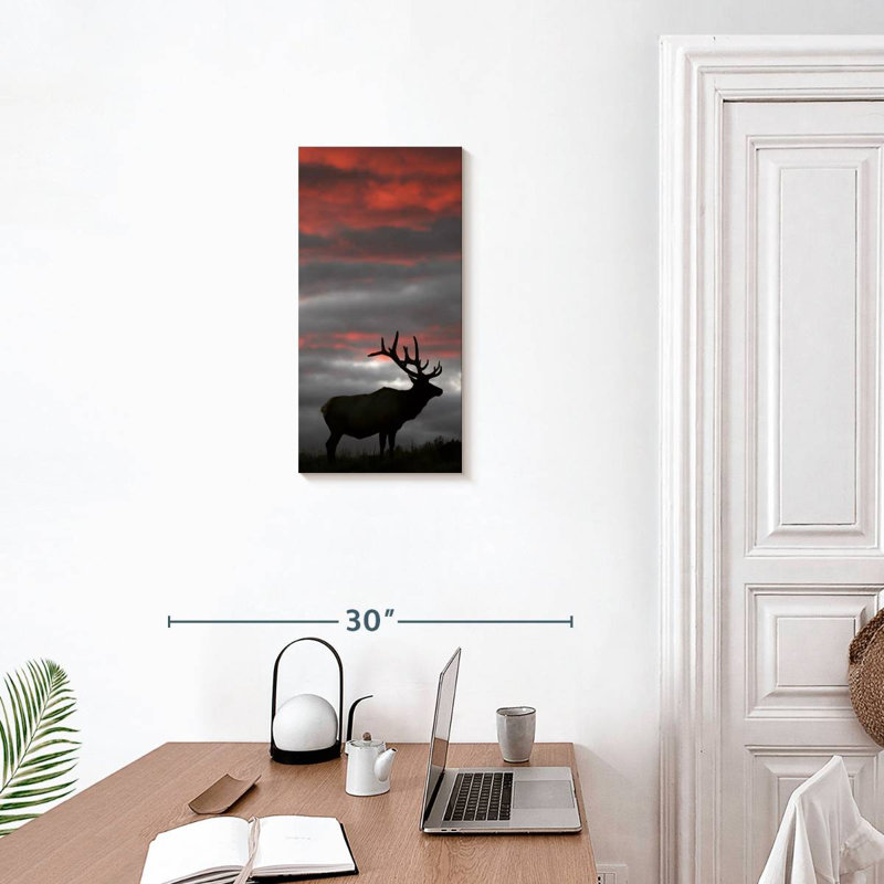 Coucher de soleil Elk Fiery, H 24 po x l 12 po
