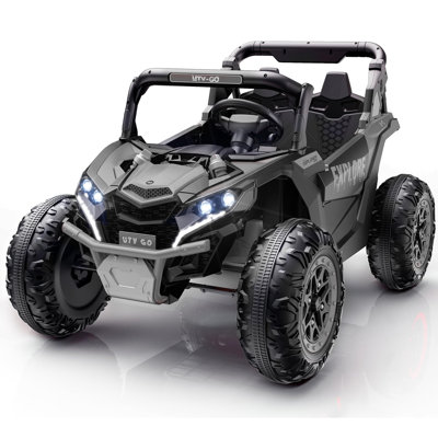 Jouets pour enfants 2 places Alex 24V 7AH Alex avec télécommande pour les grands enfants, télécommande pour l'extérieur UTV avec siège de 20 po, Bluetooth, 2 moteurs puissants de 200 W, MP3, lumières, vitesse maximale de 4,5 Mph, roues de voiture électrique, noir