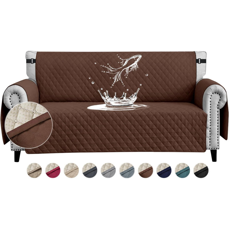 Sofa Covers Water Resistant Sofa Slipcovers 3 Seater Waterproof Reversible Anti-Slip Anti-Scratch Sofa Cover With Non Slip Elastic Straps For Dogs Cats Pets