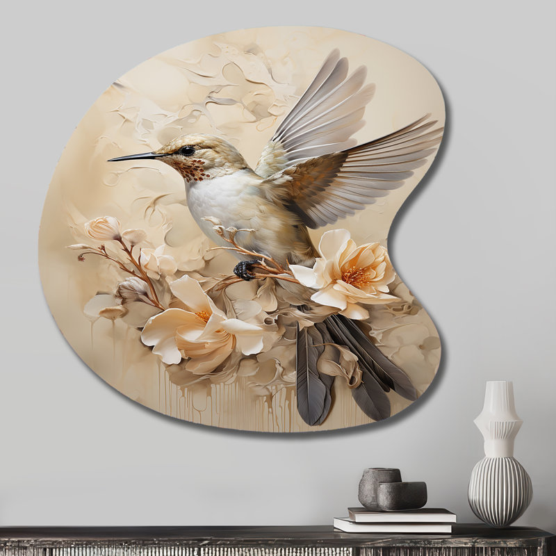 Décoration murale Denain - Colibri forme irrégulière en métal, H 27 po x l 27 po