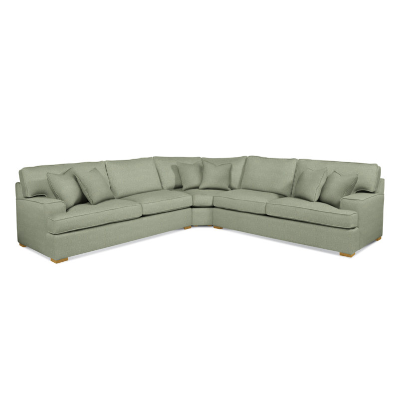 Sadie 3-Piece Upholstered Sectional, Green Performance Fabric; 0851-54, Flax