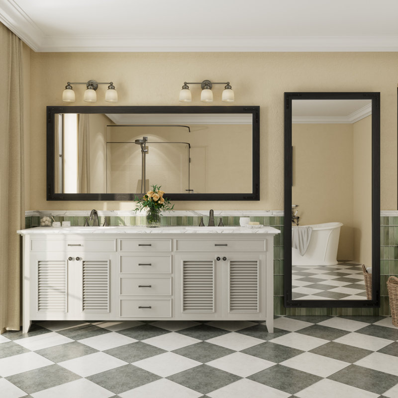 Miroir mural Amara Rustic Farmhouse, Noir, 72 po x 32 po