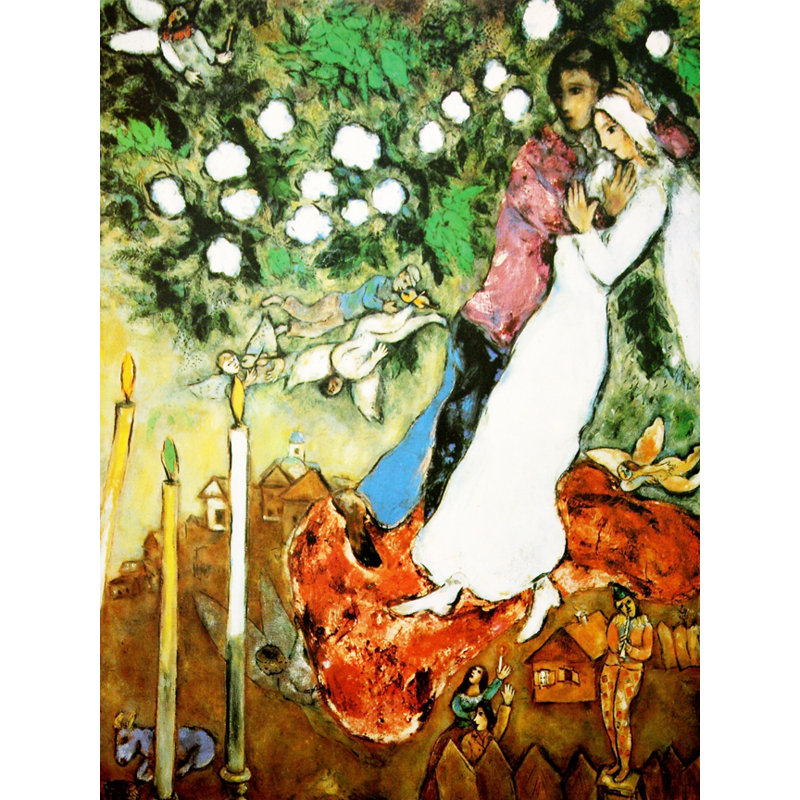 «The Three Candels» par Marc Chagall, reproduction d'art sur toile tendue, H 32 po x l 24 po x P 1,5 po