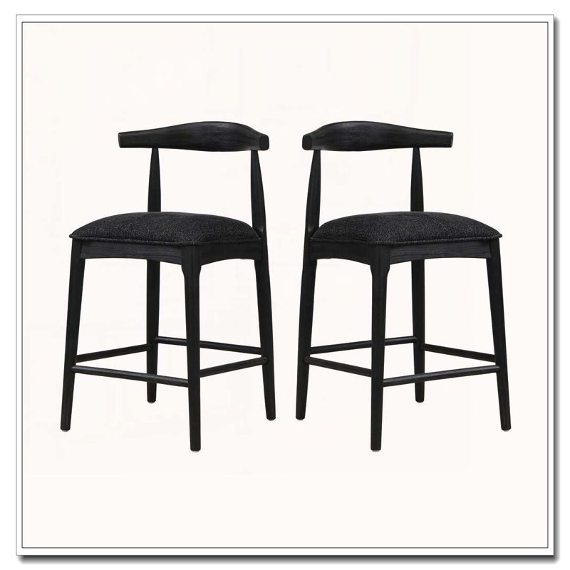 Wood Frame Barstool, Counter Stool (26.5" Seat Height), Black