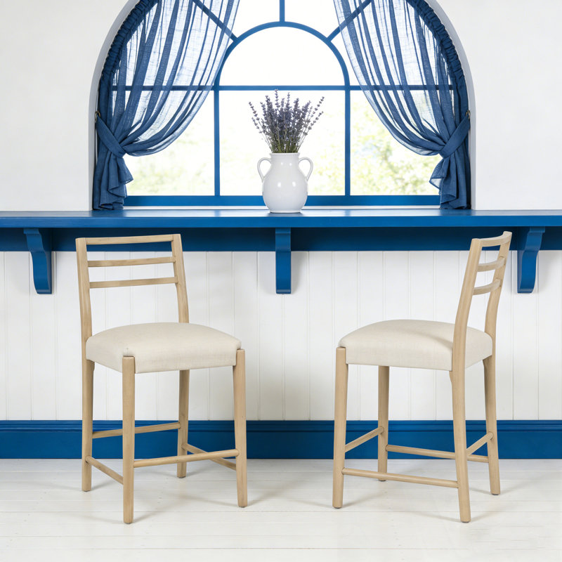 Ensemble de 2 tabourets de bar avec coussin souple et dossier en échelle, Tabouret de comptoir (hauteur d'assise de 25,5 po)