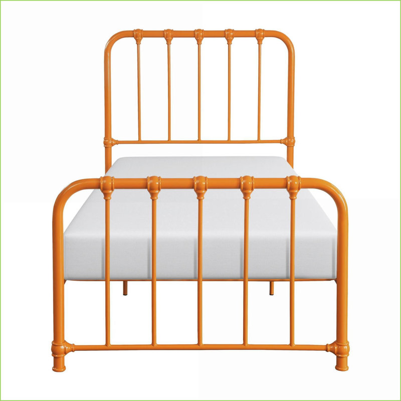 Structure de lit plateforme simple en métal - Aucun sommier nécessaire, finition orange pour les chambres d'amis